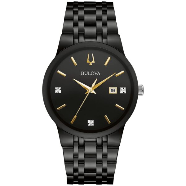 Reloj Bulova Moderno 98D166 para Hombre Acero Inoxidable Negro con Detalles en Tono Dorado 40 milímetros