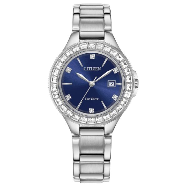 Reloj Citizen Eco-Drive FE1190-53L Silueta de Cristal para Mujer Acero Inoxidable Esfera Azul 3 Manecillas