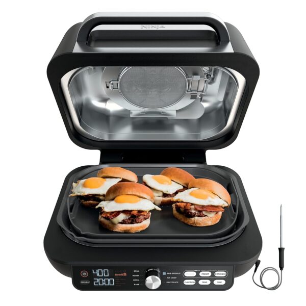 Ninja IG651 Foodi Smart XL Pro 7 en 1 Combo de parrilla/plancha para interiores, uso abierto o cerrado, freír al aire, d