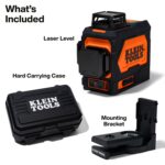 Klein Tools 93PLL - Nivel láser autonivelante con planos verdes brillantes de 3x360 grados, batería recargable, montaje