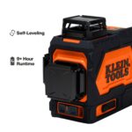 Klein Tools 93PLL - Nivel láser autonivelante con planos verdes brillantes de 3x360 grados, batería recargable, montaje
