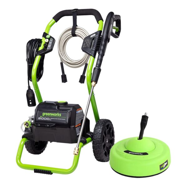 Lavadora a Presión Eléctrica Greenworks GPW2000-1RG 2000 PSI 1.1 GPM con Limpiador de Superficies 30012