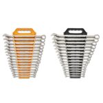 GEARWRENCH 81937 Juego de llaves combinadas de patrón largo de 12 puntos SAE/métricas con bastidores de llaves (1/4-1 pu