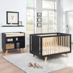Cambiador Livia Suite Bebe Modelo 27866-BLN Negro y Natural Madera con Bandeja Superior Extraíble