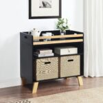 Cambiador Livia Suite Bebe Modelo 27866-BLN Negro y Natural Madera con Bandeja Superior Extraíble