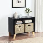 Cambiador Livia Suite Bebe Modelo 27866-BLN Negro y Natural Madera con Bandeja Superior Extraíble