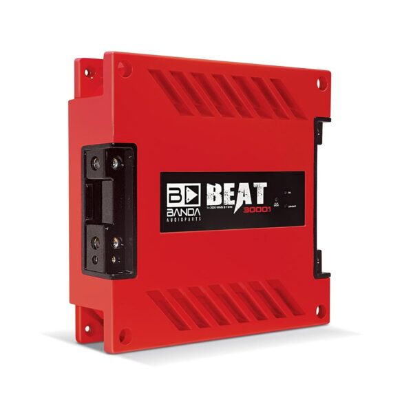 Amplificador de Audio para Vehículo Banda BEAT3000.1RED 1 Canal 3000 Watts Clase D con Filtro Subsónico y Paso Bajo Rojo