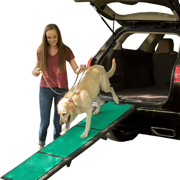 Rampa para Mascotas Pet Gear SupertraX PG9300GRSXU Tres Pliegues 71 Pulgadas Negro Verde Capacidad 200 Libras