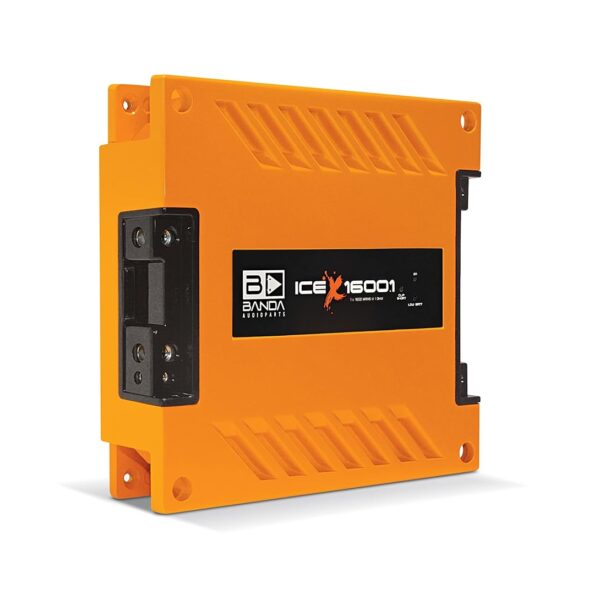 Amplificador de Graves Banda ICEX1600.1ORANGE Mono 1 Canal 1600W a 1 Ohm con Filtro Subsónico y Filtro de Paso Bajo