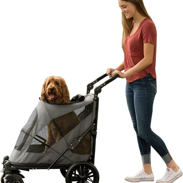 Cochecito para Mascotas Pet Gear PG8650NZDPU Sin Cremallera Doble Entrada Nailon 600 Deniers Platino Oscuro