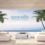 Mesa para Fogata de Propano SereneLife SLFPLG9.5 Cuadrada Blanca 40000 BTU Encendido por Pulso Material MGO