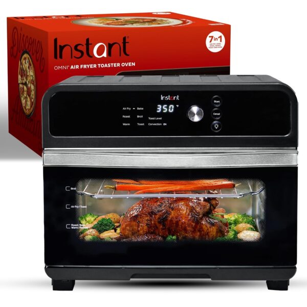 Instant Pot Omni Horno Tostador Freidora de Aire de 19QT/18L, Funciones 7 en 1, Cabe Pizza de 12", Hace Crujiente, Asa,