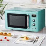 Moccha - Horno microondas grande de 0.9 pies cúbicos, microondas retro de 900 W con bloqueo de seguridad para niños, fun