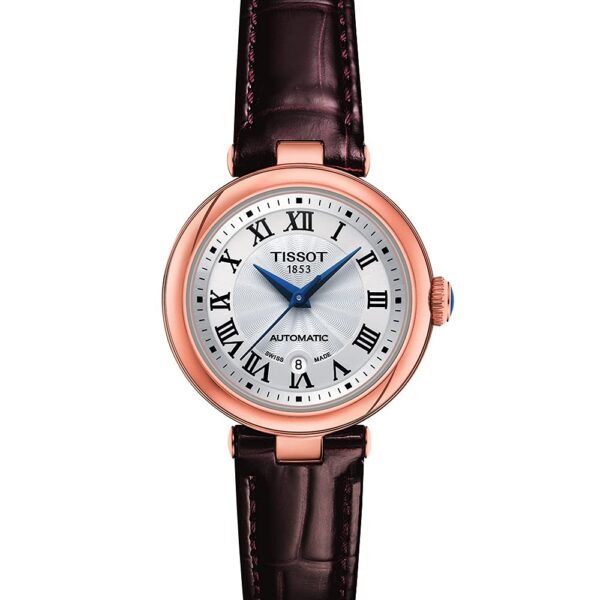 Reloj Tissot Bellissima Automatic T1262073601300 Caja de Acero Inoxidable 316L con PVD Oro Rosa Correa de Cuero Marrón 2