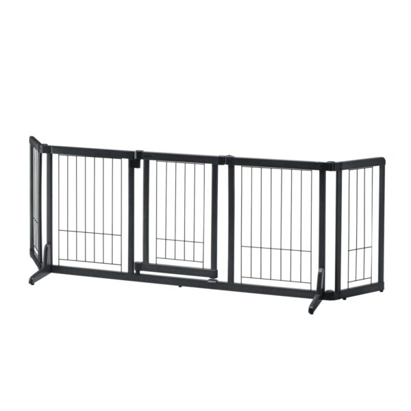 Puerta para Mascotas Richell Premium Plus Mini 94950 Negro Madera Ajustable 55 a 72 Pulgadas Altura 24 Pulgadas