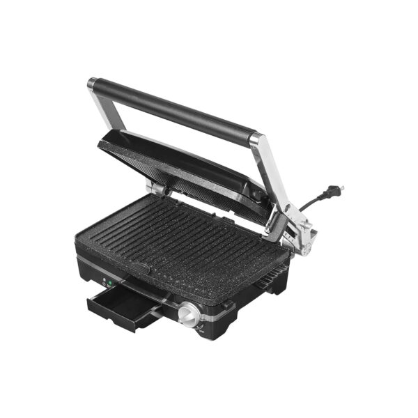 Starfrit The Rock Panini Press - Placa reversible antiadherente Rock.Tec - Se abre 180 grados - Control de temperatura a