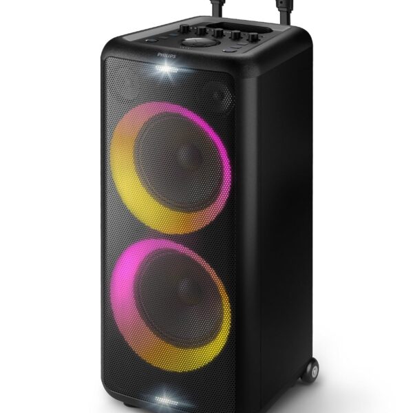 Altavoz de Fiesta Bluetooth Philips X5206 Portátil con Ruedas Karaoke Doble Woofer 8 Pulgadas 160W