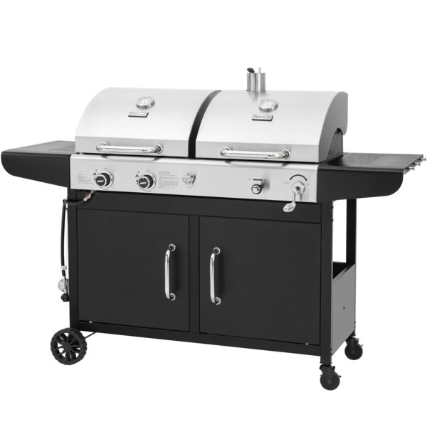 Parrilla Royal Gourmet ZH3002N Combinada Gas y Carbón 2 Quemadores Acero Inoxidable 759 Pulgadas Cuadradas de Cocción