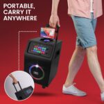 Pyle PHP18DJT - Sistema de altavoces PA de karaoke portátil - Altavoz BT recargable de 600 W, 8 pulgadas, TWS, luces de