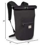 Mochila Osprey Arcane Roll Top 25L Impermeable para Laptop 16 pulgadas Negro Stonewash