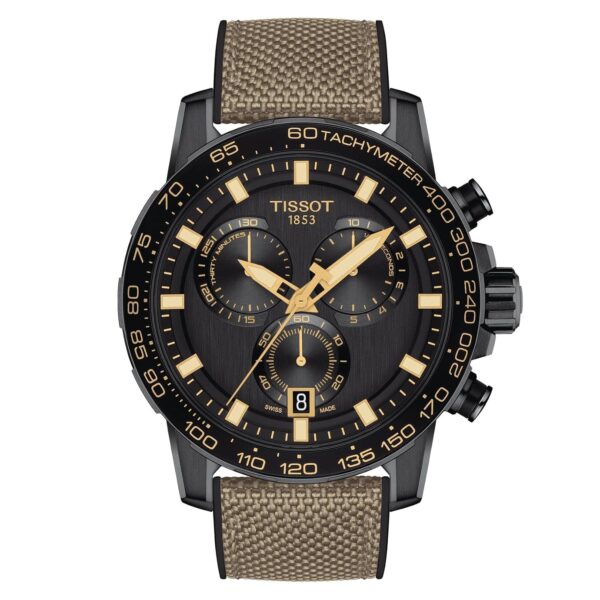 Reloj Tissot Supersport Chrono T1256173705101 Caja de Acero Inoxidable 316L con Revestimiento PVD Negro Correa Textil 45