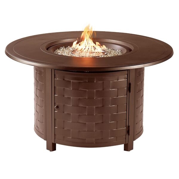 Mesa para Fogata Oakland Living RICO-FPT-BN Redonda de Aluminio 44 x 44 pulgadas 57000 BTU Acabado Marrón