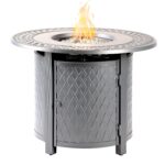 Mesa Redonda de Aluminio para Fogata de Propano Oakland Living RITZ-FPT-GY 34 Pulgadas x 34 Pulgadas 37000 BTU Acabado G