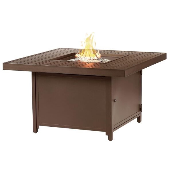 Mesa para Fogata de Propano Oakland Living HANOI-FPT-BN Cuadrada 42 x 42 x 24.5 pulgadas Aluminio Acabado Marrón 57000 B