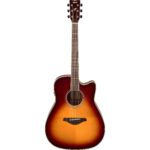 Yamaha FGC-TA Dreadnought Cutaway Guitarra Transacústica con Chorus y Reverb, Sunburst Marrón