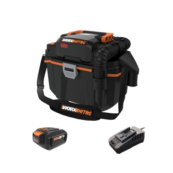 WORX Nitro WX031L 20V 2.1 Gal Aspiradora Inalámbrica Húmeda/Seca, Negra