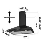 Campana extractora negra de 30 pulgadas con control de voz, campana extractora de montaje en pared compatible con Alexa/