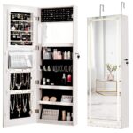 Armario de Joyería Ererboom MAT EXPERT GO-GV-RT13100UI con Espejo LED Pantalla Táctil y Cerradura Blanco 16x5x47.5 pulga