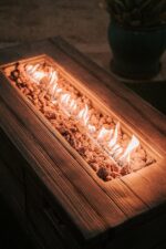 Mesa de Fogata XBrand REXFirePit20 Rectangular 42.1 Pulgadas Negro MgO Metal Gas Propano 50000 BTU
