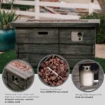 Mesa de Fogata XBrand REXFirePit20 Rectangular 42.1 Pulgadas Negro MgO Metal Gas Propano 50000 BTU