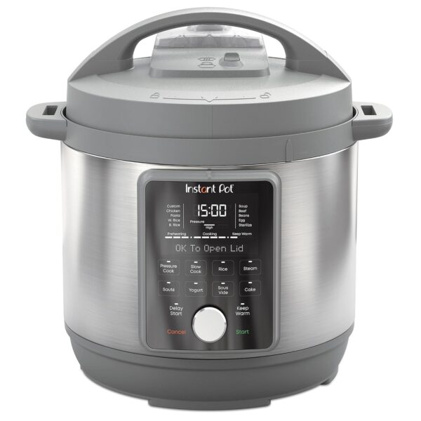 Instant Pot, olla a presión eléctrica de 8 cuartos de galón Whisper Quiet 9 en 1, arrocera de cocción lenta, vaporera, o
