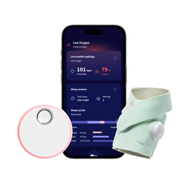 Monitor para Bebé Owlet Dream Sock BM06NMMCJ Menta con Sensor de Frecuencia Cardíaca y Oxígeno