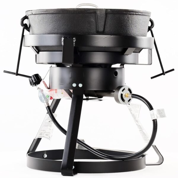 Cocina Portátil de Propano King Kooker 1720A de 17.5 Pulgadas con Quemador de Hierro Fundido de 60000 BTU y Olla Jambala
