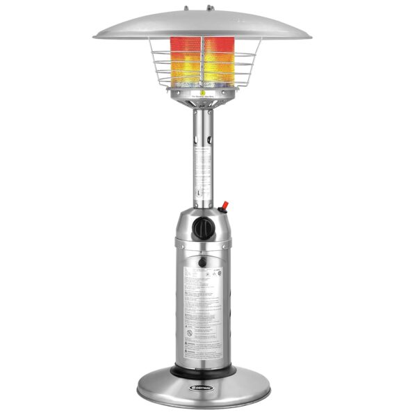 Calentador de Patio Giantex GT-10037-NP 11000 BTU Propano Acero Inoxidable Plateado