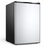 NAFORT Congelador vertical compacto de 3.0 pies cúbicos con puerta individual de acero inoxidable, pequeña máquina de co
