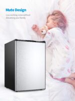 NAFORT Congelador vertical compacto de 3.0 pies cúbicos con puerta individual de acero inoxidable, pequeña máquina de co