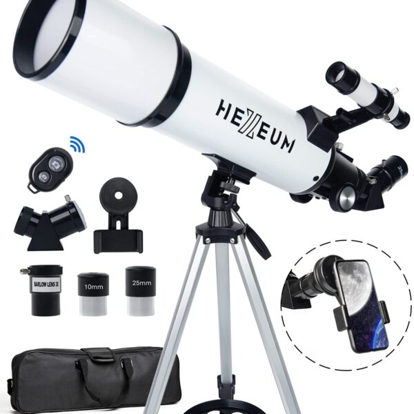 Telescopio 80mm Apertura 600mm - Telescopio refractor portátil astronómico con revestimiento multicapa de alta transmisi