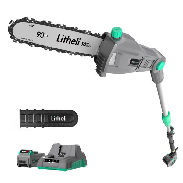Sierra de Poste Inalámbrica LiTHELi U1PS58000 40V 10 Pulgadas con Batería de 2.5 Ah y Cargador