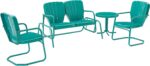 Juego de Muebles de Patio Crosley Furniture Ridgeland KO10022TU 4 Piezas Metal Turquesa Brillo