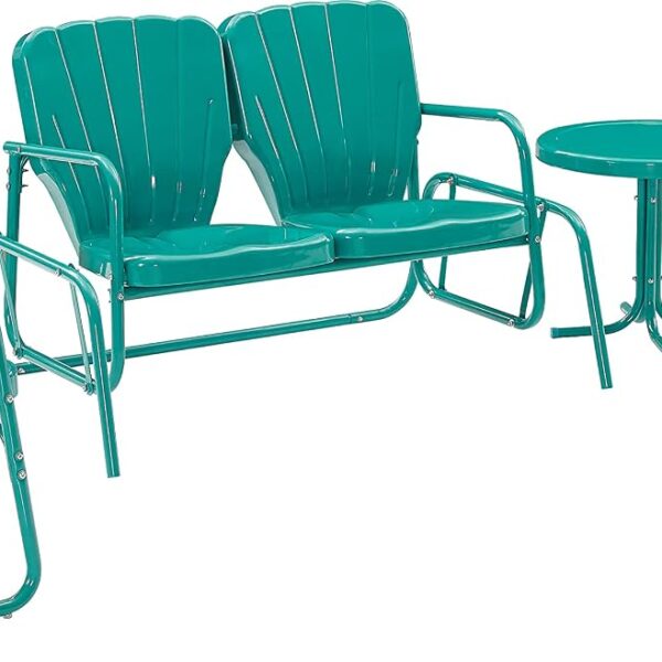 Juego de Muebles de Patio Crosley Furniture Ridgeland KO10022TU 4 Piezas Metal Turquesa Brillo