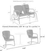 Juego de Muebles de Patio Crosley Furniture Ridgeland KO10022TU 4 Piezas Metal Turquesa Brillo