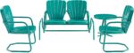 Juego de Muebles de Patio Crosley Furniture Ridgeland KO10022TU 4 Piezas Metal Turquesa Brillo