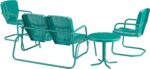 Juego de Muebles de Patio Crosley Furniture Ridgeland KO10022TU 4 Piezas Metal Turquesa Brillo