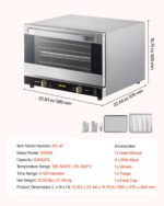 VEVOR Horno de Convección Comercial, 47L/43Qt, Horno Convencional de Media Medida para Encimera, Tostador de 4 Niveles 1