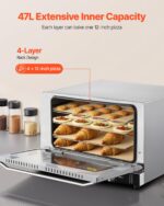 VEVOR Horno de Convección Comercial, 47L/43Qt, Horno Convencional de Media Medida para Encimera, Tostador de 4 Niveles 1