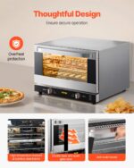 VEVOR Horno de Convección Comercial, 47L/43Qt, Horno Convencional de Media Medida para Encimera, Tostador de 4 Niveles 1